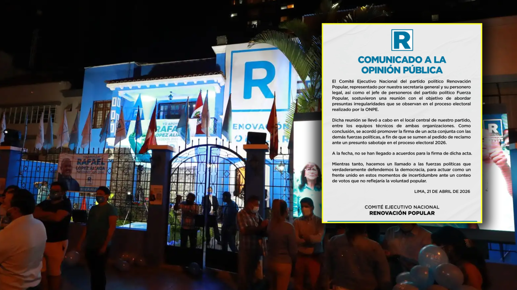 Renovación Popular anuncia acta conjunta con partidos políticos para reclamar irregularidades en elecciones